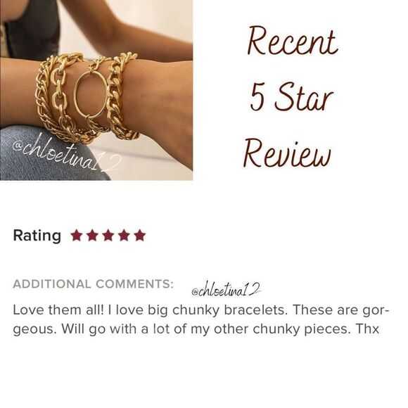 14K Gold Chunky Bracelet Set of 4 - Picture 5 of 7